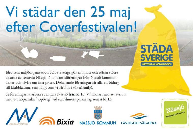 Annons för Städa Sverige i Nässjö den 25 maj